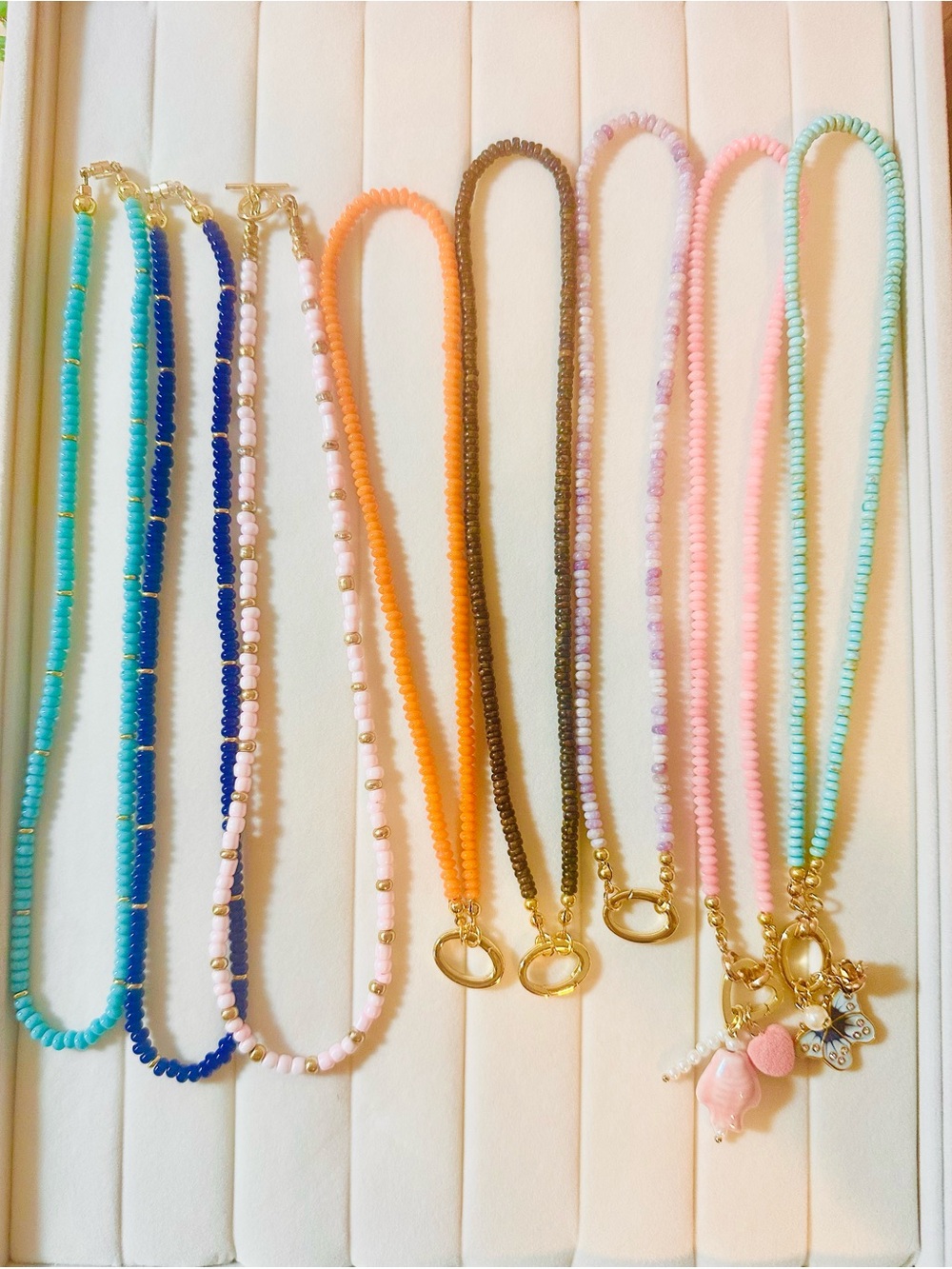 Beaded Charm Necklaces - Pastel & Bright Mix